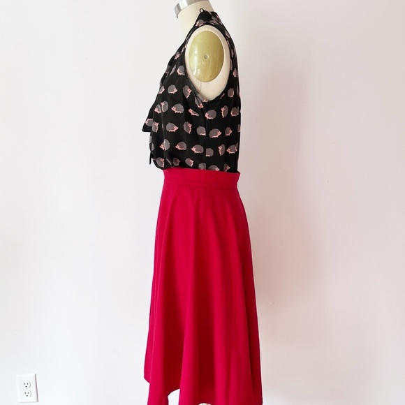 Modcloth Black Hedgehog Blouse, Tie Neck Draped Blouse, Office, Quirky Career - Picture 9 of 11